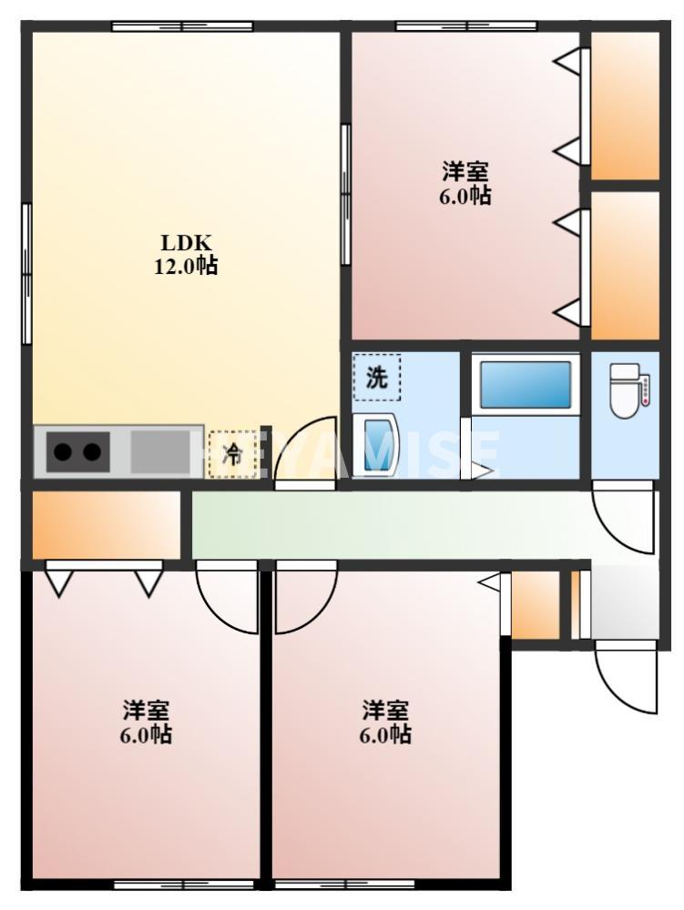 長崎市三川町のアパートの間取り