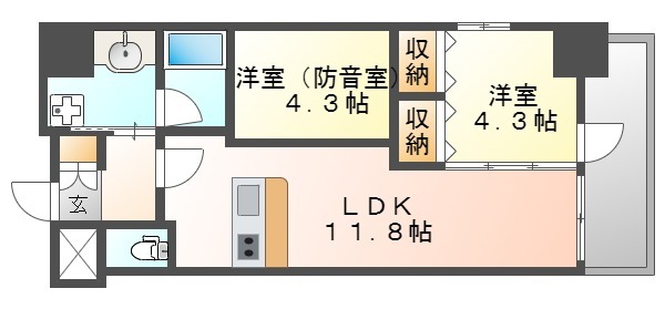 広島市中区東白島町のマンションの間取り