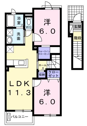 西条市樋之口のアパートの間取り