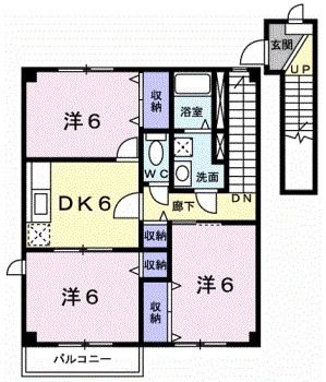 【五所川原市字一ツ谷のアパートの間取り】