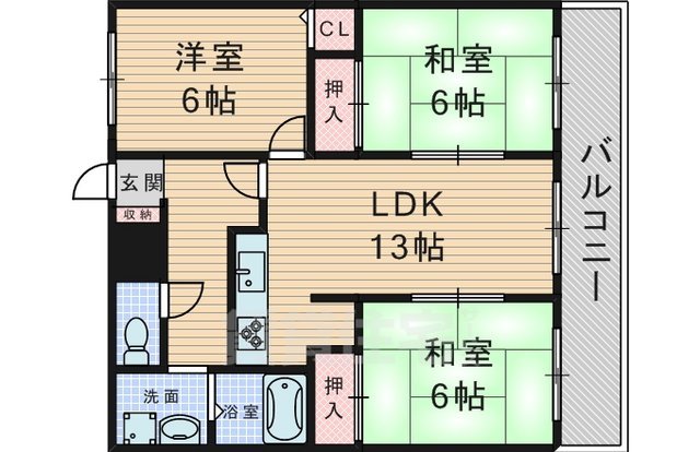 岡町百番館の間取り