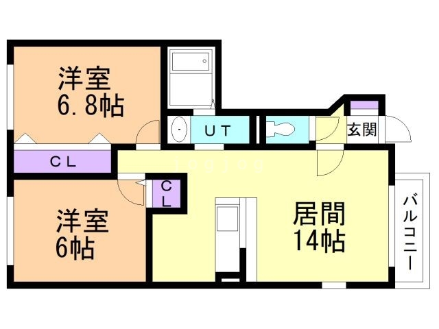 岩見沢市日の出北のアパートの間取り