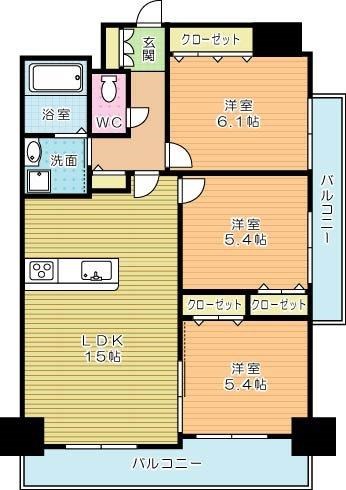 グランシャリオ三萩野の間取り