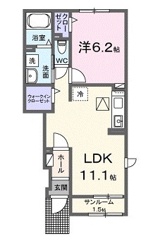 広島市安佐北区口田南のアパートの間取り