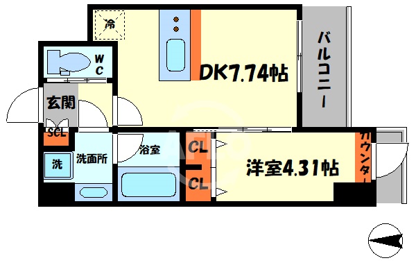 大阪市浪速区稲荷のマンションの間取り