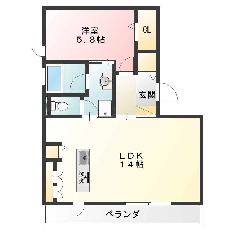 徳島市西須賀町のアパートの間取り