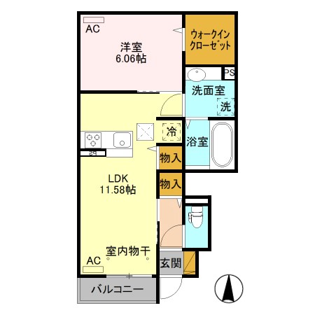 前橋市総社町植野のアパートの間取り