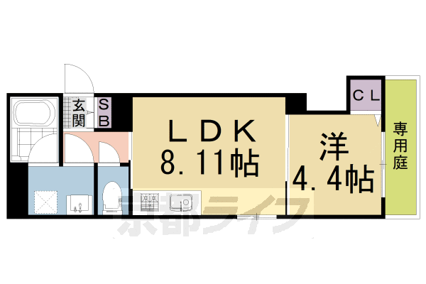 京都市北区大将軍一条町のアパートの間取り