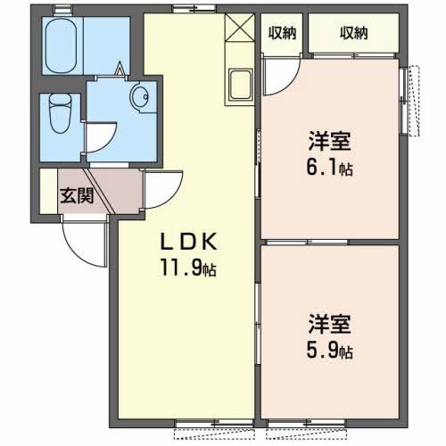 鈴鹿市磯山のアパートの間取り