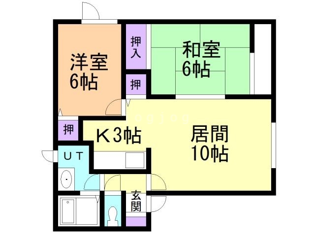 札幌市北区新川一条のアパートの間取り