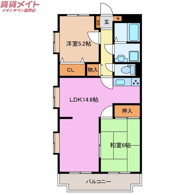 三重郡菰野町大字菰野のマンションの間取り