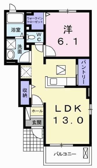 高砂市米田町島のアパートの間取り