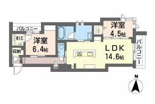 岡山市北区学南町のマンションの間取り