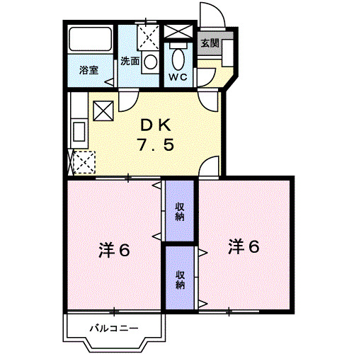 香芝市鎌田のアパートの間取り