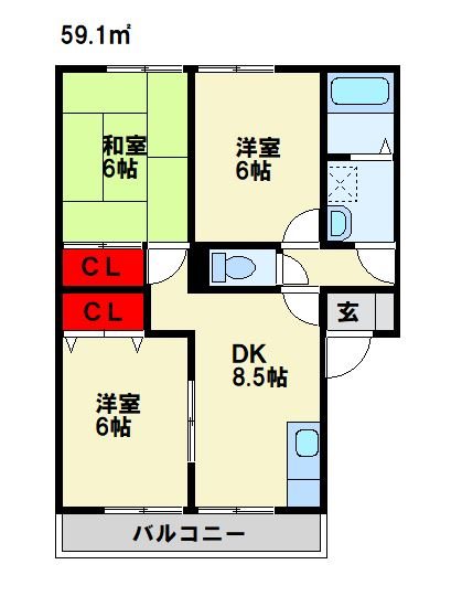 山鹿ハイツの間取り