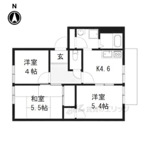 京都市南区西九条豊田町のアパートの間取り