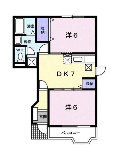 松山市西垣生町のアパートの間取り