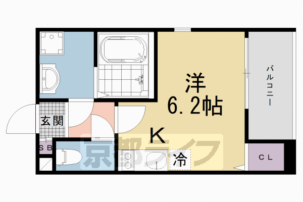 京都市東山区福稲上高松町のアパートの間取り