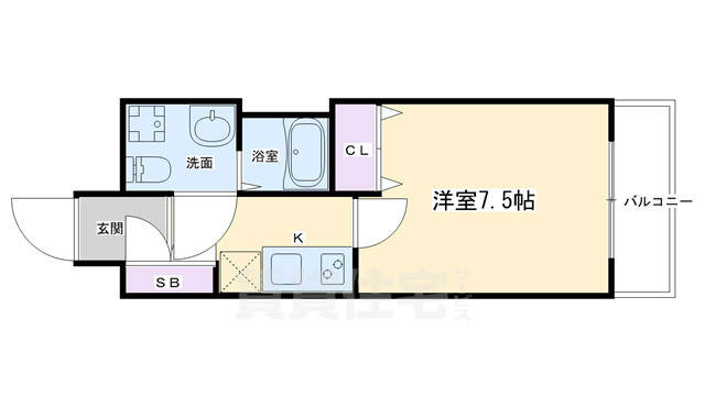 京都市上京区横大宮町のマンションの間取り