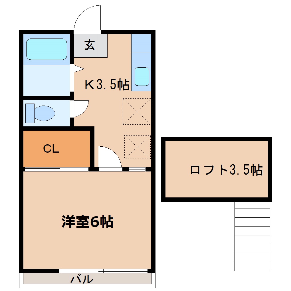 仙台市青葉区水の森のアパートの間取り