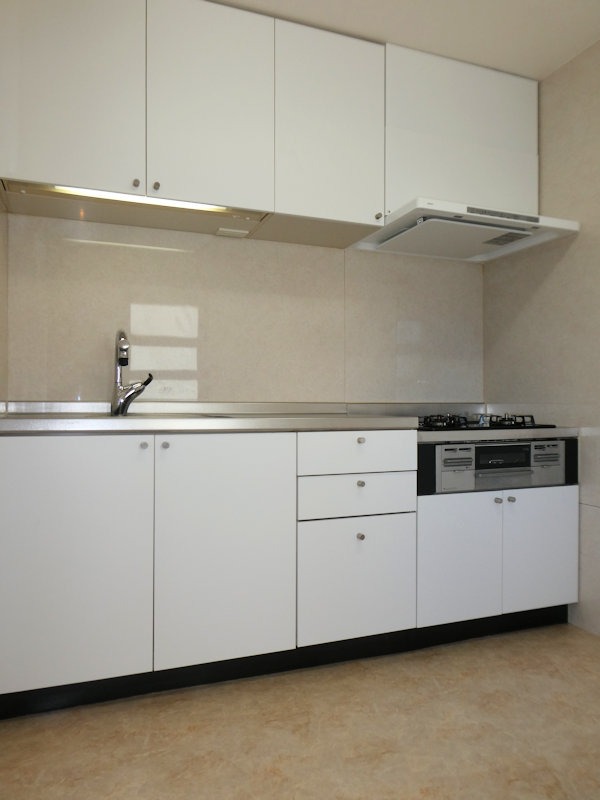 キッチン　シンクの大きいシステムキッチンはたっぷり収納付き☆