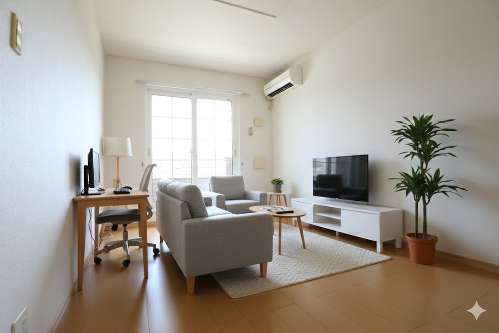 居室・リビング　家具備品はCGによるイメージで、実際の物件には含まれません。