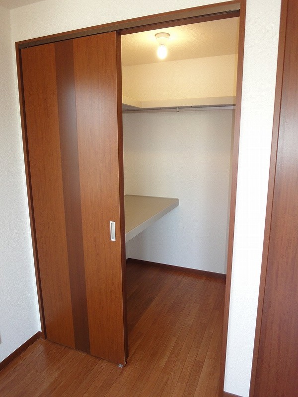 収納　洋室6.3帖のお部屋にあるウォークインクローゼットです♪棚が