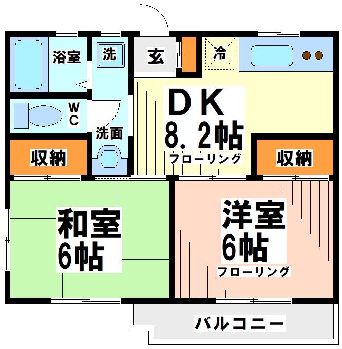 京王線 仙川駅 徒歩2分 4階建 築40年の間取り写真