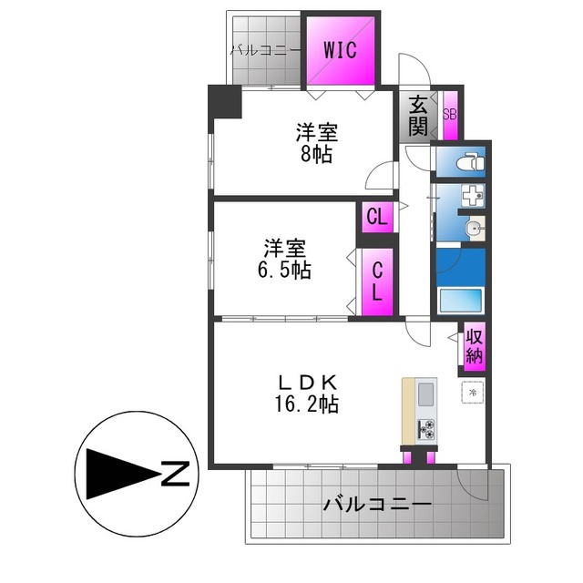 地下鉄千日前線 新深江駅 徒歩2分 9階建 築1年の間取り写真