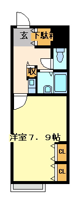 宇城市松橋町曲野のアパートの間取り