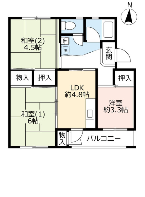 ＵＲ平城第二の間取り