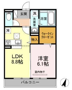 岡山市北区御津野々口のアパートの間取り