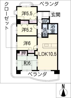 サンアメニティ朝日　９０１号室の間取り