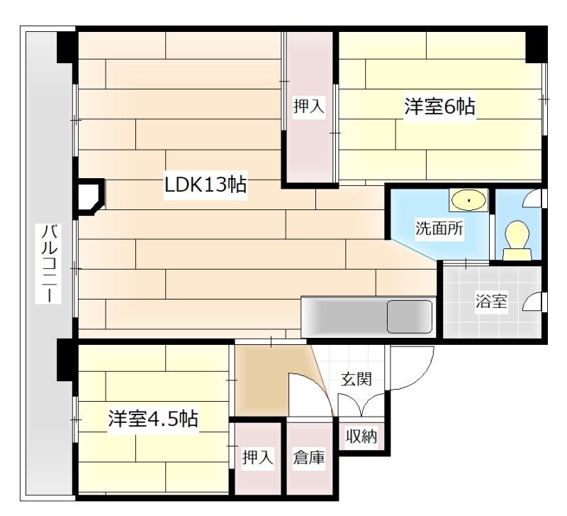 岩見沢市幌向南五条のマンションの間取り