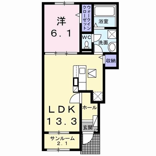 北九州市小倉南区石田南のアパートの間取り