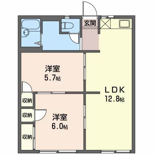 蒲郡市三谷町のアパートの間取り