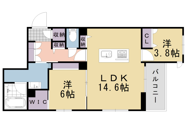 長岡京市勝竜寺のマンションの間取り