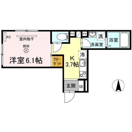 岡山市北区寿町のアパートの間取り