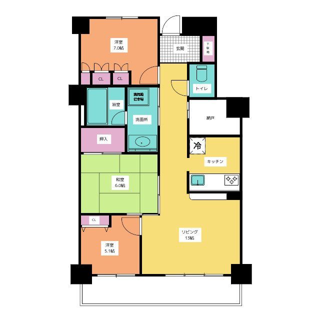 名古屋市中村区亀島のマンションの間取り