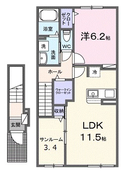 広島市安佐北区口田南のアパートの間取り