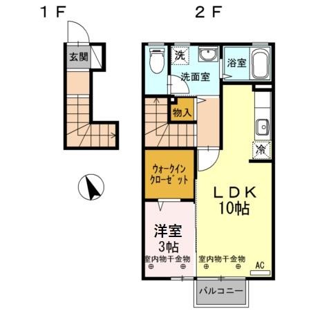 富山市粟島町のアパートの間取り