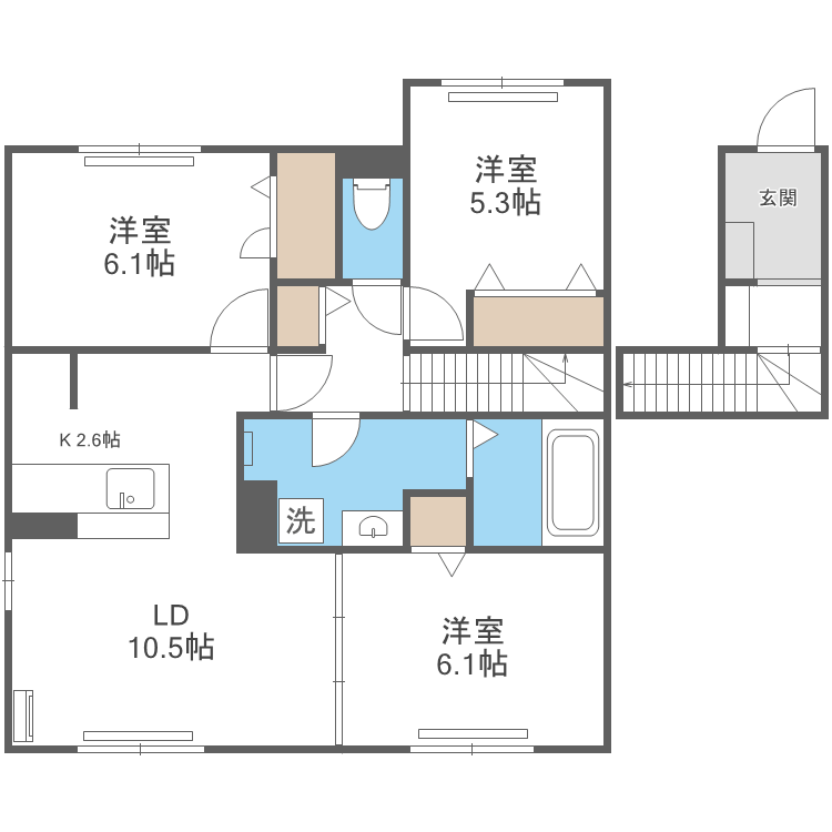 札幌市西区八軒九条東のアパートの間取り