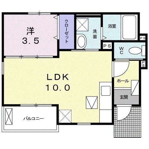 柳川市三橋町江曲のアパートの間取り