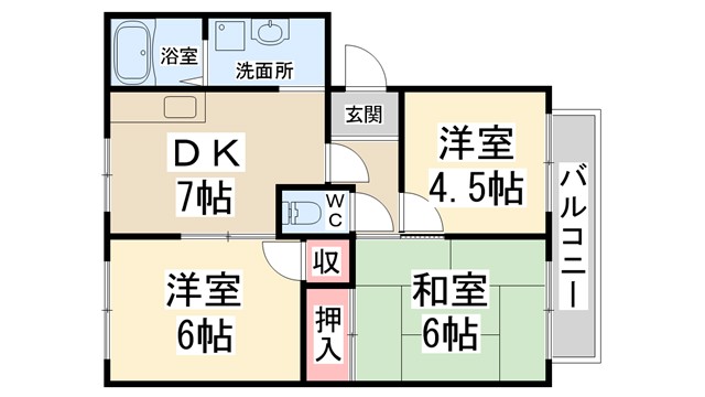 フレグランス平野　B棟の間取り