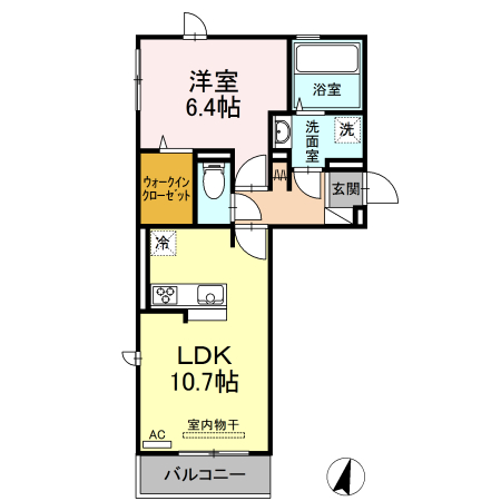 【熊本市東区沼山津のアパートの間取り】