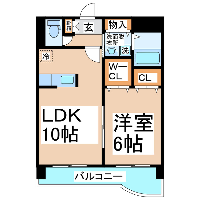 熊本市北区四方寄町のマンションの間取り