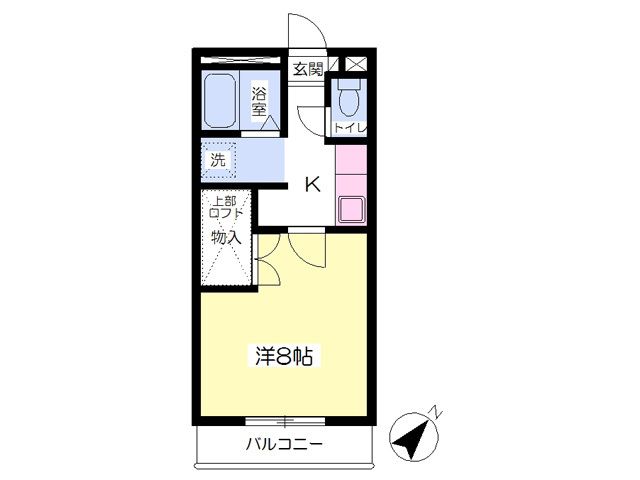 仙台市宮城野区鶴ケ谷のアパートの間取り