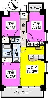 大野城市仲畑のマンションの間取り