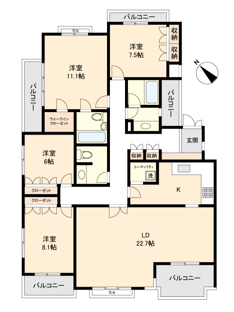 町田市玉川学園のマンションの間取り