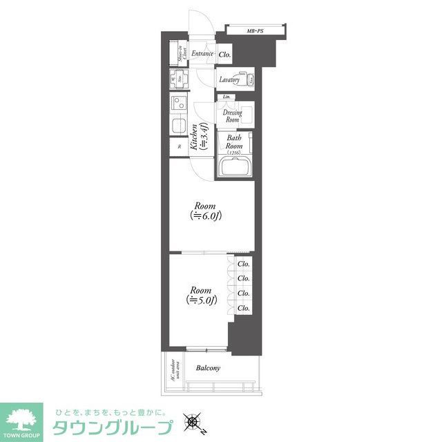 横浜市中区伊勢佐木町のマンションの間取り